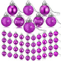 48 Pcs Purple Christmas Mini Ball Ornaments - Glitter Holiday Tree Decorations, 1.2 Inch