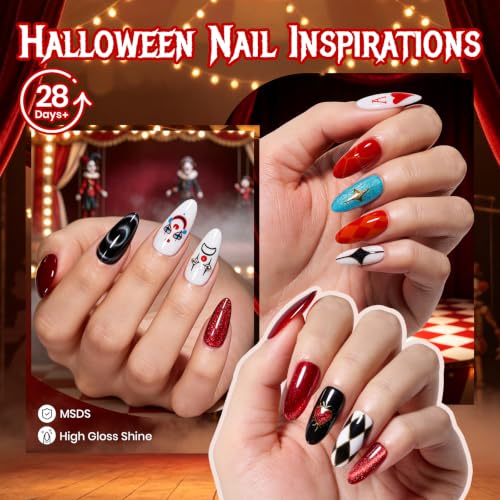 Halloween Gel Nail Polish Set - 8 Colors for Fall & Spooky Nail Art - Ghostly Circus Variation