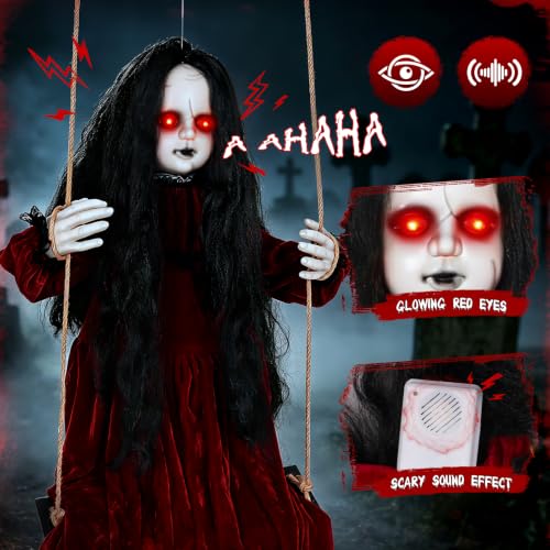 55-Inch Hanging Ghost Doll Halloween Outdoor Indoor Decor with Sound & Light