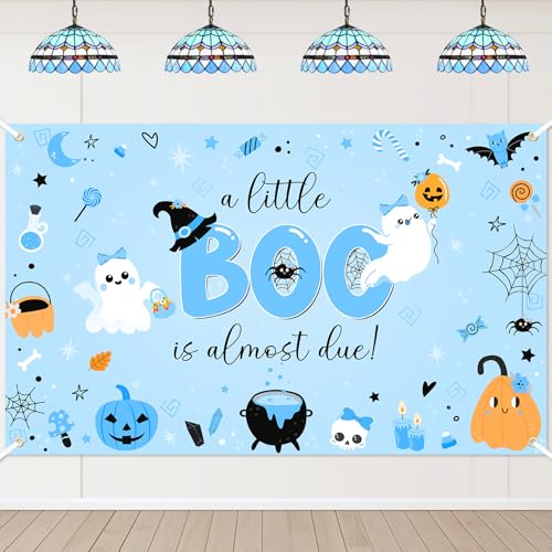 Avezano Blue Halloween Baby Shower Backdrop Banner 6x3.6ft