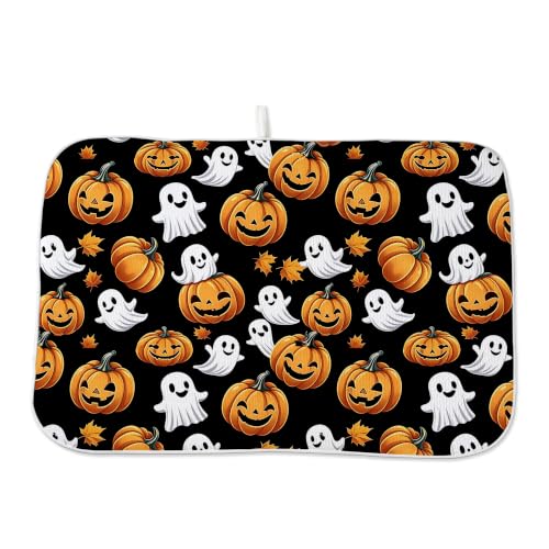 Halloween Ghost Pumpkin Dish Drying Mat 18 x 24 Inch Microfiber Absorbent Kitchen Decor - Variation of THIS listing