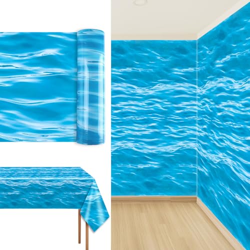 Under the Ocean Tablecloth Roll - Water Resistant 1200x54 Inch, Ocean Theme, Variations Available