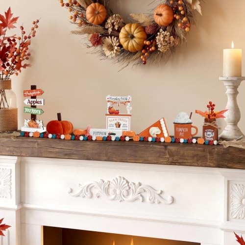 Fall Farmhouse Tiered Tray Decor Set - 8 Pcs Autumn Harvest Thanksgiving