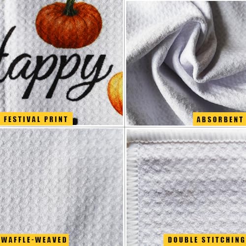 Thanksgiving Kitchen Towels Set - 2 Absorbent Fall Holiday Dish Towels