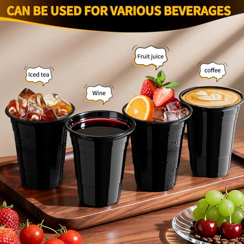 Black Disposable Cups 120 Pack - 16 oz Heavy Duty Plastic for Parties & Events