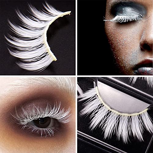 White False Eyelashes 3 Pairs Natural Fluffy Wispy for Cosplay & Special Occasions