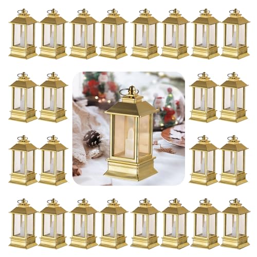 24 Pack Gold Mini Lanterns Decorative Indoor for Wedding & Events - Plain