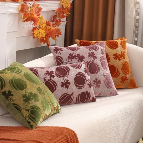 Halloween Pumpkin Pillow Covers 20x20 Set of 2 Purple Fall Decor