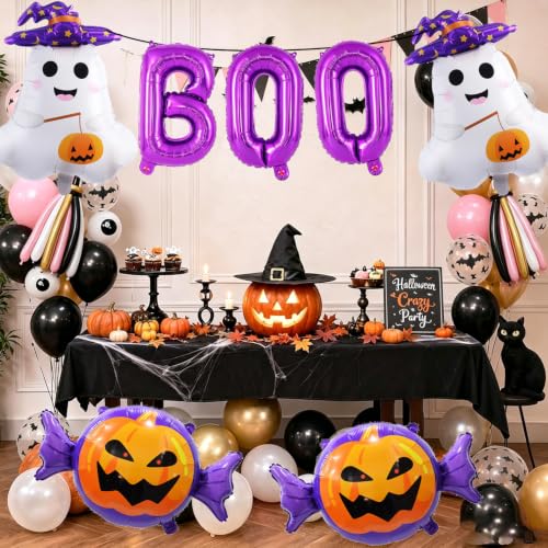 Halloween Balloons Set with Ghost Pumpkin and Boo Balloons - Purple Variation