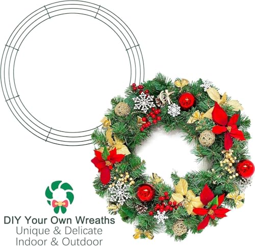 24 Pack 14 Inch Wire Wreath Frames for Holiday & Seasonal Decorations - Dark Green