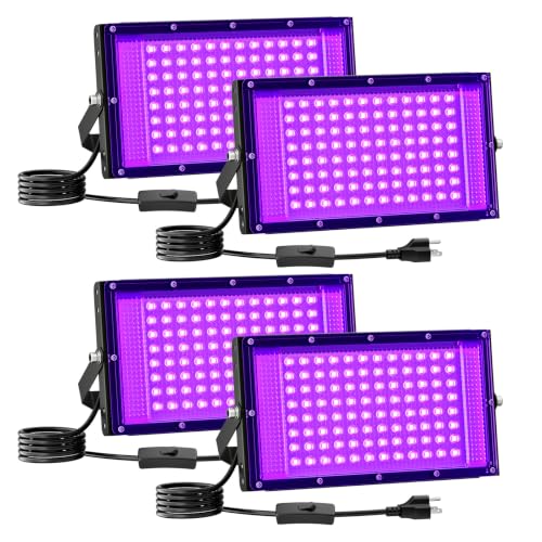 Black Light LED 100W Blacklight for Glow Party Halloween - 4 Pack - Black