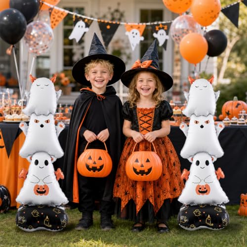 Self-Standing Ghost Halloween Balloons 2-Pack - Indoor Party Decorations