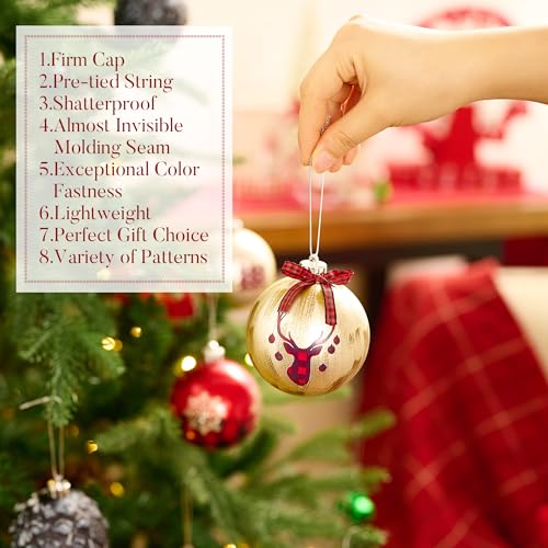Christmas Ball Ornaments Set - 16 Pack 3.15 Inch Shatterproof Holiday Decorations