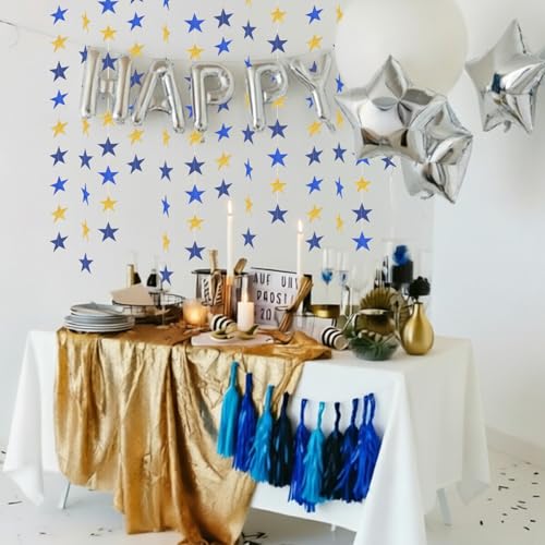 Blue Gold Twinkle Little Star Garland 65ft Party Decor - 5 Pack