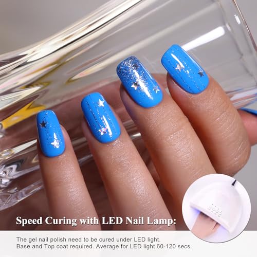 Bright Blue Gel Nail Polish 10ML - Vivid Sky Blue, Long Lasting, High Gloss, UV/LED Cure
