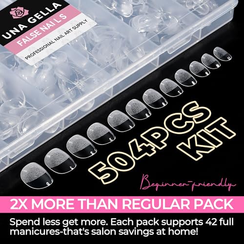 Oval XS Nail Tips - Extra Short Clear Fake Nails 504pcs for DIY Salon & Home Use