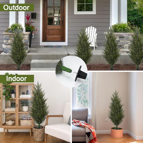 Artificial Topiary Trees Set 3.6FT Outdoor UV Resistant Shrubs - Green / 2
