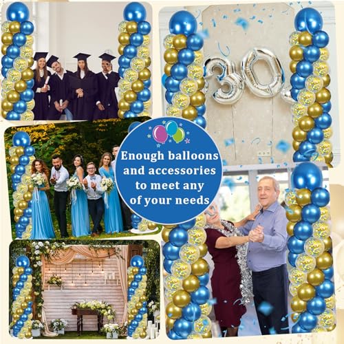 Adjustable Balloon Column Stand Kit with Bases Navy Blue & Gold - Reusable Party Decor