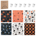 Halloween Swedish Dishcloths Set with Clips - Ghost Black Cat Spider Variation