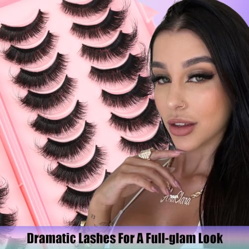 Fluff Cat Eye E-20MM 20 Pairs Mink False Eyelashes Thick Wispy Full Glam