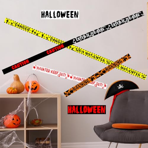 Halloween Wall Stickers Party Danger Warning - Removable Caution Tape - Haunted House Door & Window Decor (Variation: Danger Warning)
