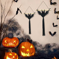 Halloween Black Macrame Bat Wall Hanging - Red Variation, Gothic Spooky Decor