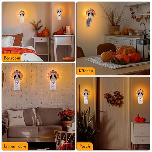 Thanksgiving Turkey Night Light - Orange Wall Plug-In Fall Seasonal Decor
