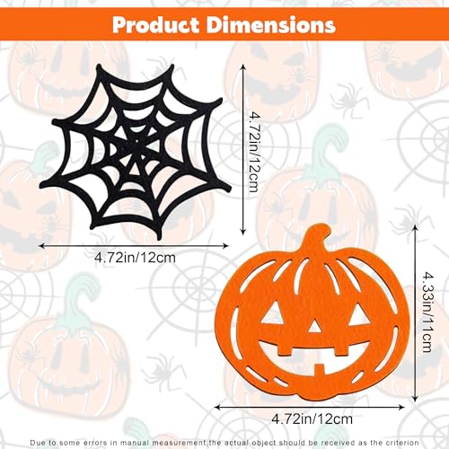Halloween Coasters Set of 4 - Pumpkin Design Felt Drink Protectors