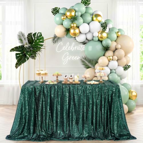 Emerald Green Sequin Rectangular Tablecloth 50x80 Inches for Wedding & Party Decor - Glitter Table Cover