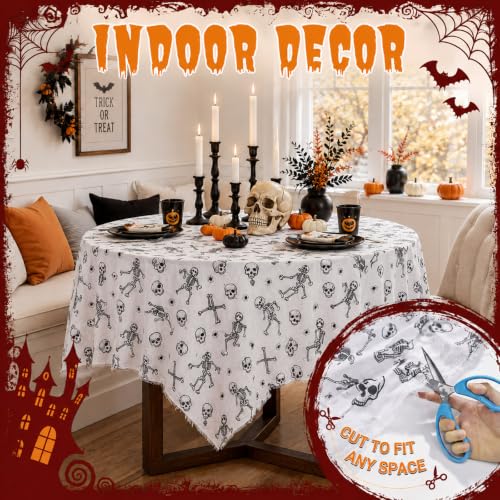 Halloween Spider Tablecloth 84.6 x 108.3 Inch Red Web Design for Party & Decor