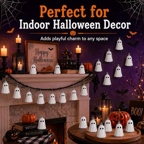 Halloween Ghost Tree Decorations - Spooky White Ghost Ornaments, Set of 24 (Variation: Ghost)