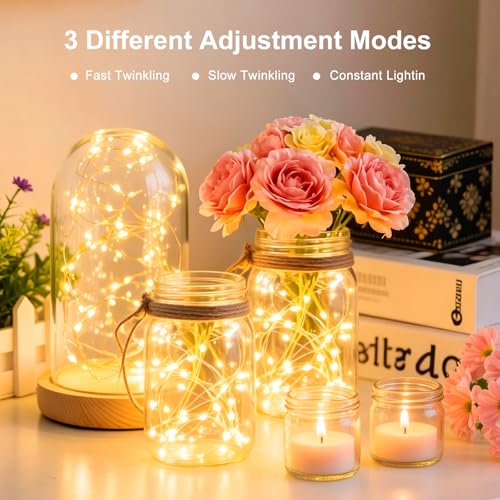Warm White 50 Pack Battery Operated Fairy Lights 7ft 20 LEDs Waterproof Silver Wire for Weddings & Parties