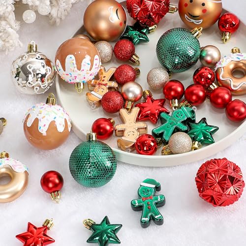 Christmas Ball Ornaments Set - Shatterproof Holiday Decoration Kit - Variation C