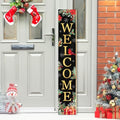 Christmas Welcome Sign for Front Porch Standing - Red Holly Xmas Wooden Sign, Rustic Farmhouse Decor