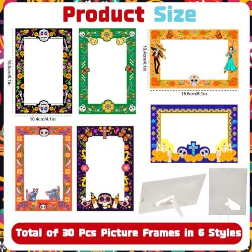 Dia De Los Muertos Photo Frame Set for Altars - 30 Mexican Style Decorations