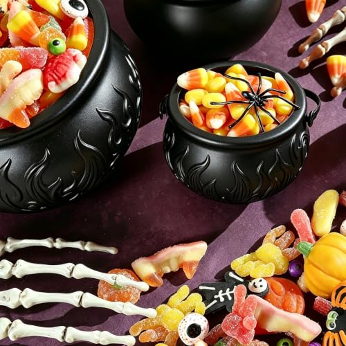 Halloween Cauldron Candy Bowl Set - 10 Plastic Decorative Buckets for Parties