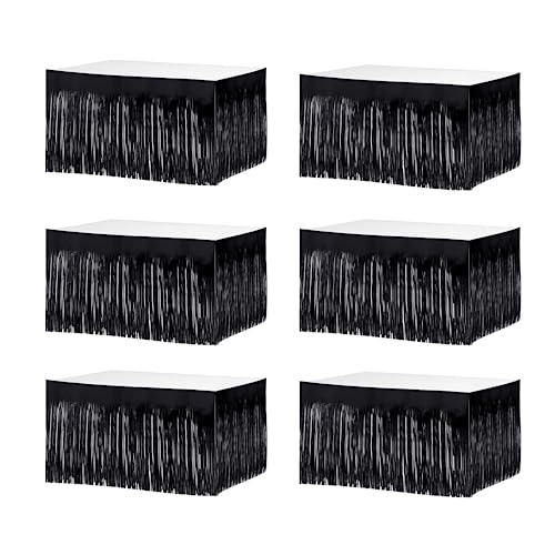 Black Metallic Foil Fringe Table Skirts - 6 Pack, 9 Feet x 29.5 Inches, Party Decor Variation of THIS listing