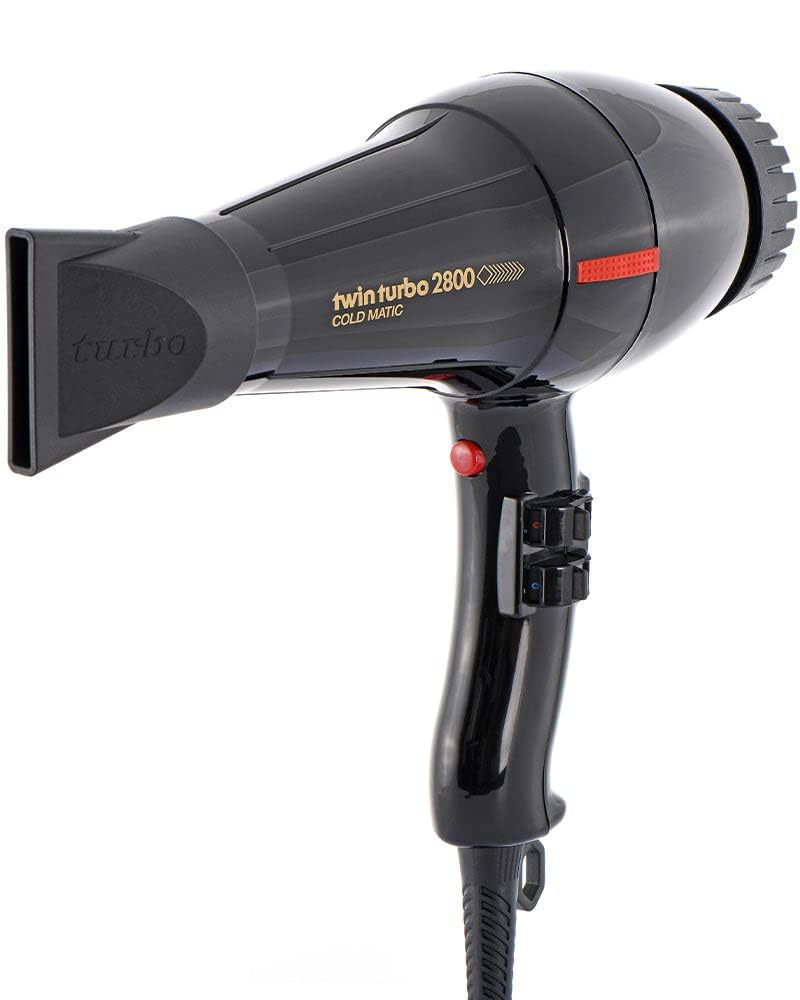 Turbo Power Twinturbo 2800 Hair Dryer - Coldmatic Technology, Sleek Black Design, 1 Count