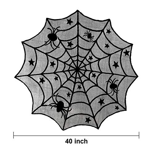 Halloween Lace Spiderweb Tablecloth Set - Black, Reusable Decor for Parties