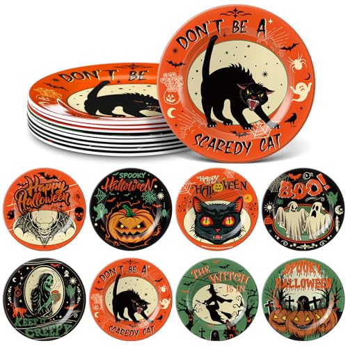 Halloween Dinnerware Set 8 Pieces Colorful Plates & Serving Dishes - Festive Party Supplies
