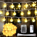 50 LED Globe String Lights with Timer & 8 Modes - Battery Operated Indoor Outdoor Decor