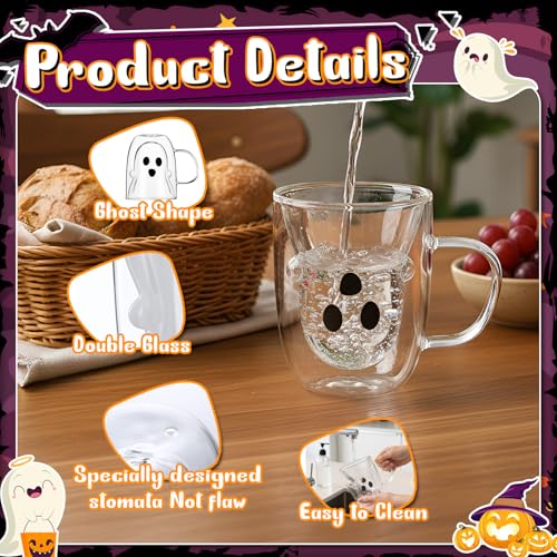 Honeydak Ghost Halloween Mug - Classic 10oz Double Walled Coffee Cup, Heat-Resistant for Hot Drinks
