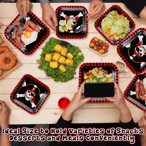 Pirate Paper Plates Set - 100 Disposable 7in & 9in Halloween Party Supplies