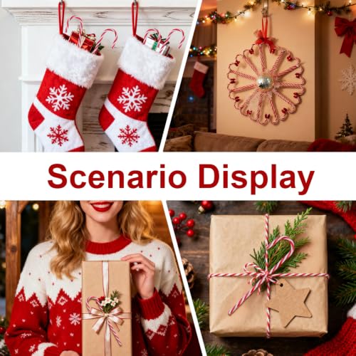 150 Pcs Plastic Christmas Candy Cane Ornaments - Red & White Hanging Decor