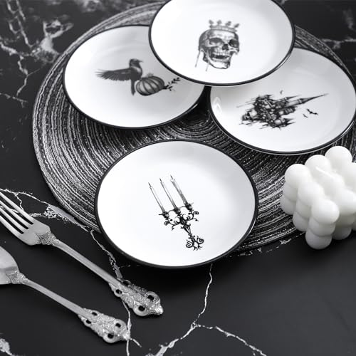 Halloween Ceramic Sauce Dishes Set - 4pcs 5 Inch Dipping Bowls for Kitchen & Decor