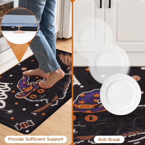 Vaukki Fall Anti-Fatigue Kitchen Floor Mat Set of 2 - Boo & Pumpkin Pattern, 17x29 & 17x47 Inches