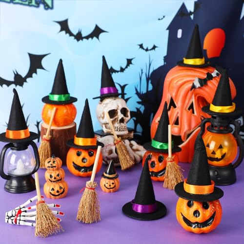 Black 32pcs Mini Witch Hat Set for Halloween Crafts & Decorations