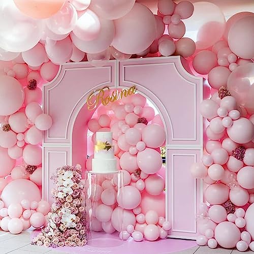 Pastel Pink Balloons Set - 113pcs Light Pink Latex Balloon Garland for Birthday & Baby Shower, 5/10/12/18 Inch Variations