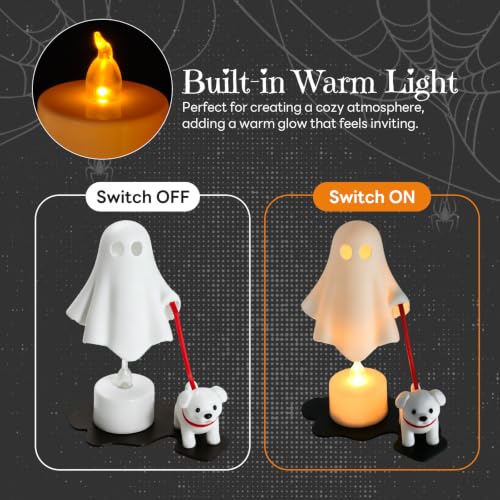 Halloween Ghost Dog Figurine Desktop Decor - Fall Party Tabletop Ornament