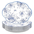 Blue White Floral Oval Plates - 50Pcs 10x12 Inch Chinoiserie Scalloped Dinnerware - Variation: Blue White Floral